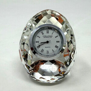 Vintage Fifth Avenue Crystal LTD Faceted Quartz Desk Clock Diamond Shape